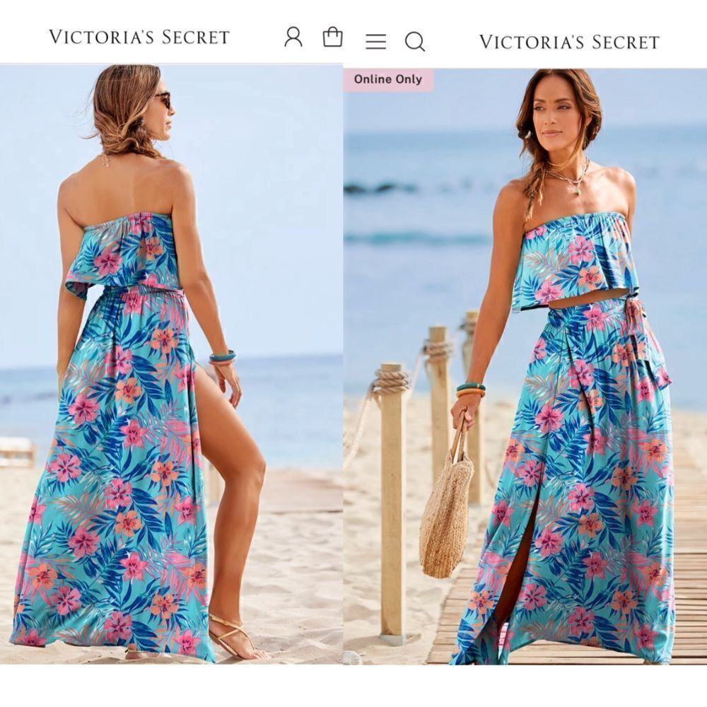 Lascana High Slit Floral Skirt and Bandeau Size 4, UK 36 by Victoria’s Secret